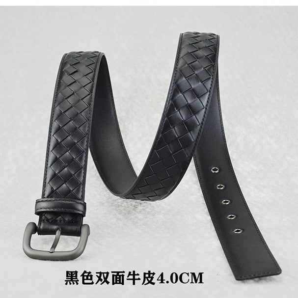 【头层牛皮】bv男士真牛皮手工编织皮带男针扣商务真皮百搭腰带男
