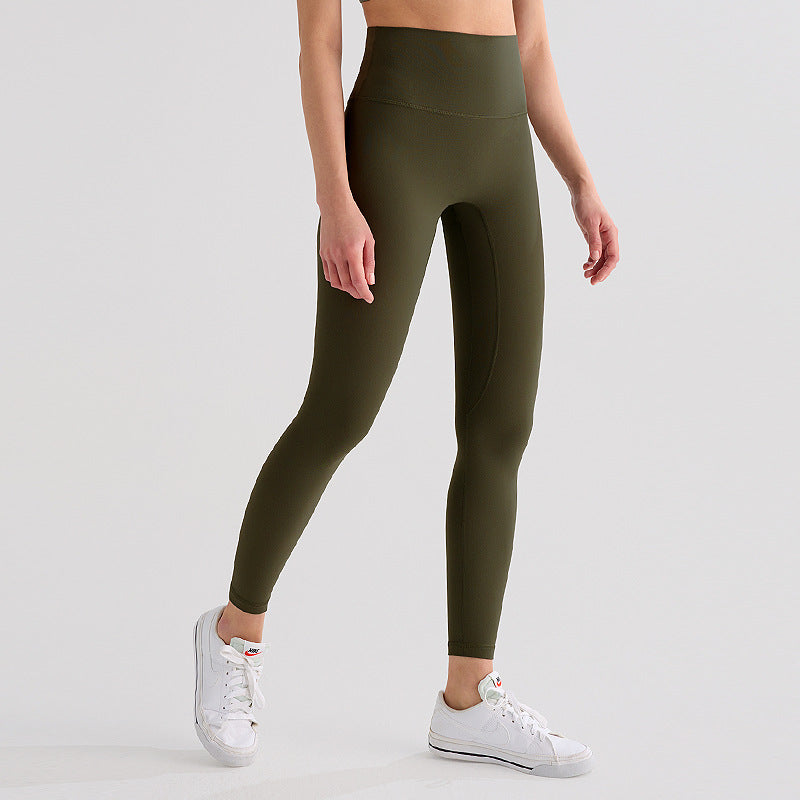 Nulrx磨毛瑜伽裤女高腰收腹运动紧身裤速干裸感无T线健身九分裤