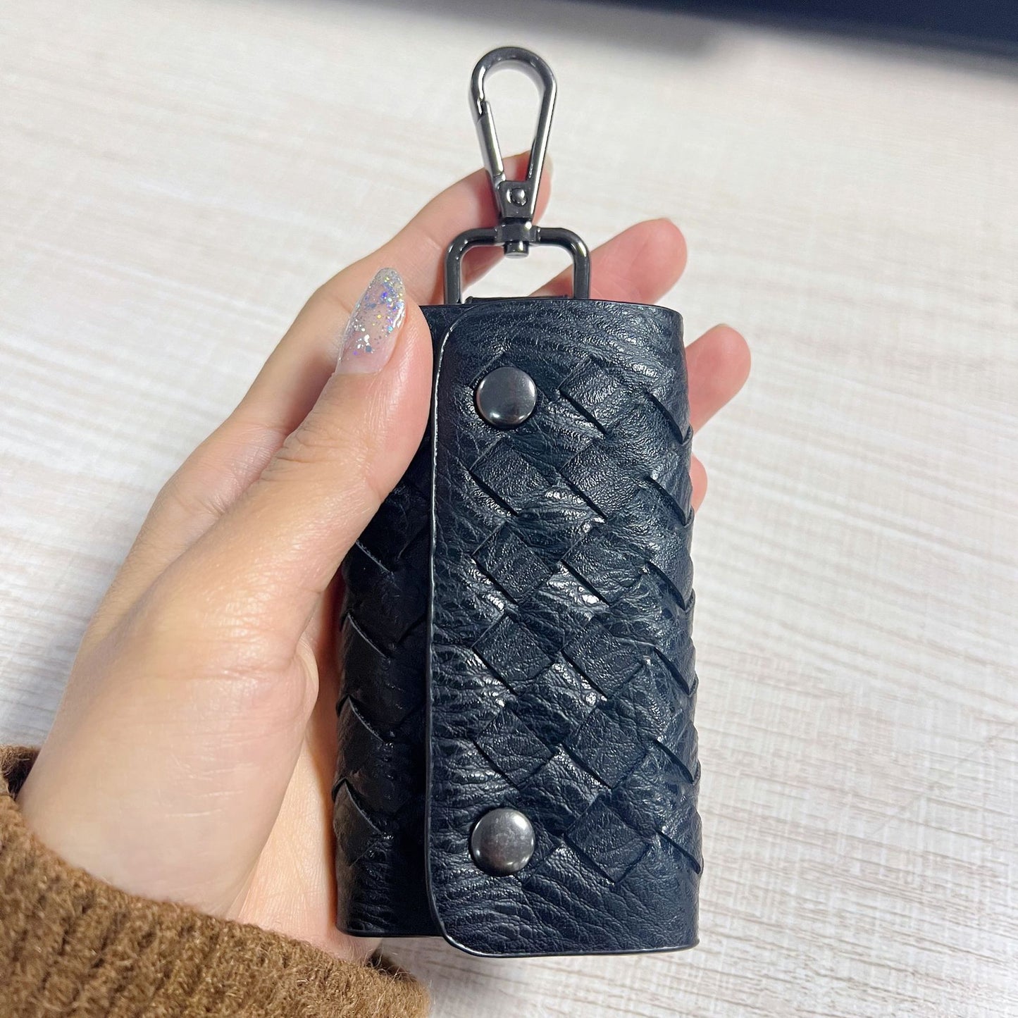 2024新款化妆盒mini收纳口红包高端漆皮带化妆镜小盒子化妆女包包