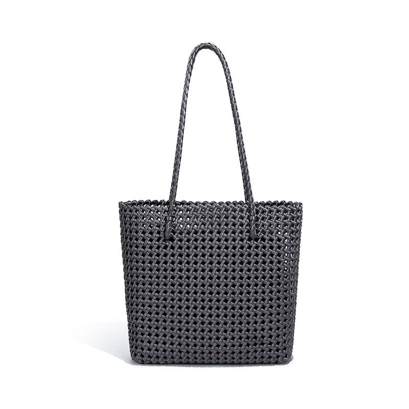 跨境新款大容量单肩托特包风车结镂空子母腋下包高级感通勤编织包