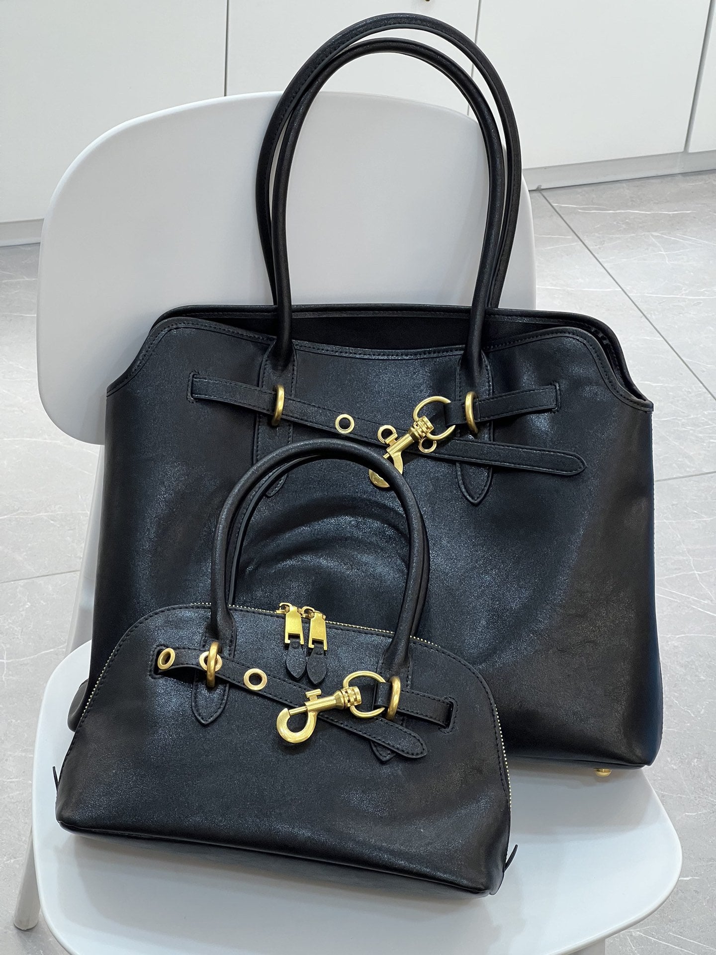 植鞣皮复古贝壳包女手提保龄球包包高级感真牛皮单肩斜挎波士顿包