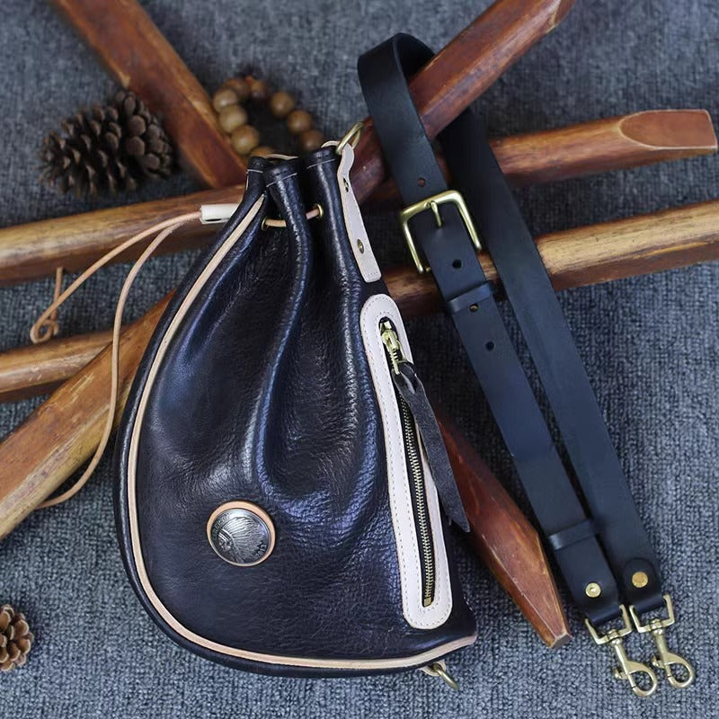 红月饺子包真皮防redmoon植鞣皮复古斜挎胸包哈雷男腰包机车包