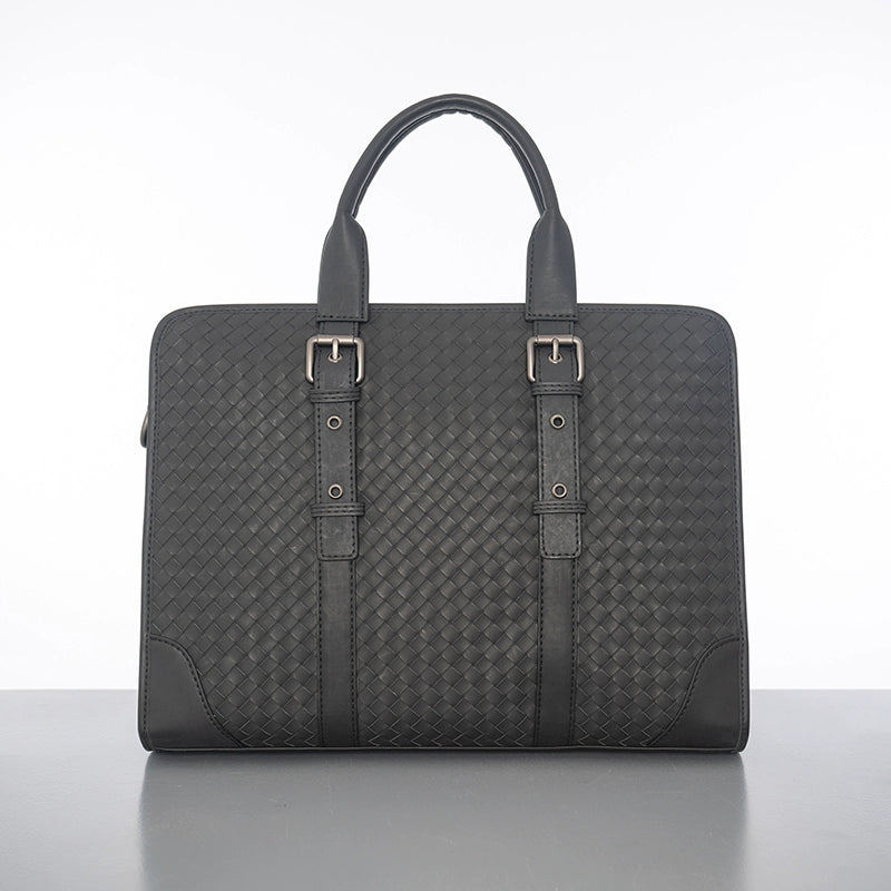 X&BV真皮公文包男商务男士包包编织休闲电脑包手提包男单肩斜挎包