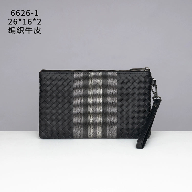 X&BV手拿包男真皮休闲潮流青年编织商务大容量信封包男手包夹包男