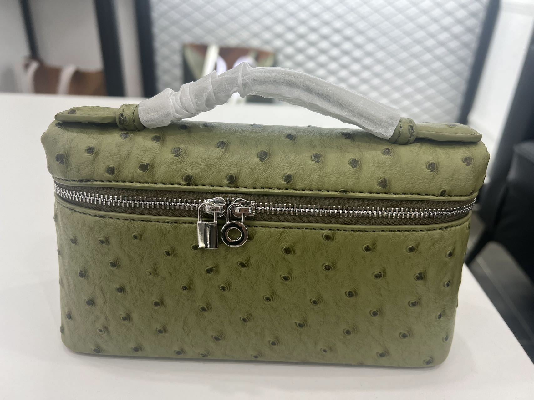 LP19饭盒包真皮鸵鸟纹GIGI同款化妆包手提包斜跨单肩女包时尚简约