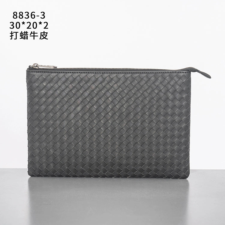 X&BV男士包包手拿包真皮休闲编织新款手包男大容量信封包时尚潮流