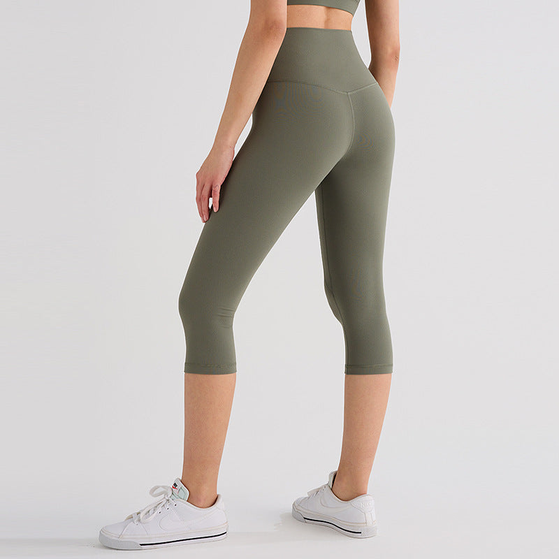 七分lulu瑜伽裤女高腰提臀弹力磨毛健身骑行裤吸湿速干运动紧身裤