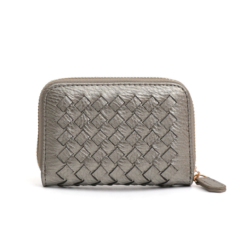 2025新款时尚零钱包卡包女手工编织多隔层多卡位银行卡卡包收纳包