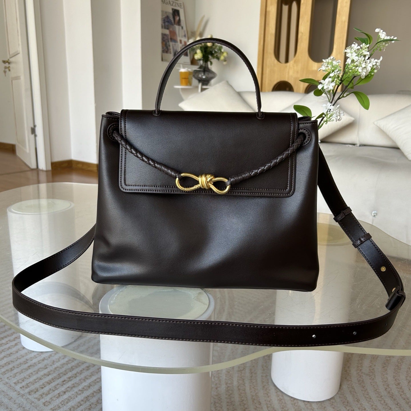 女士包包2025秋冬新款轻奢小众高级感通勤托特包牛皮老钱风手提包