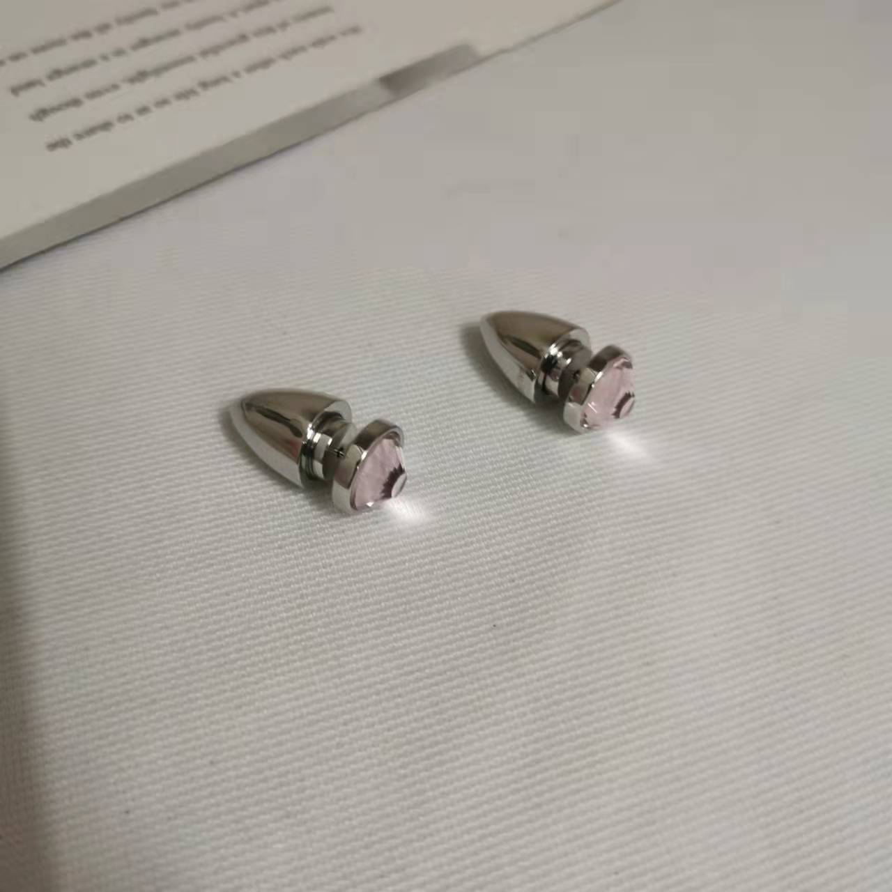 B家21新款水晶子弹耳钉女高级感气质个性INS风几何形光面镶钻耳环