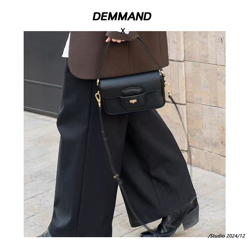 秋冬新款2024头层牛皮法棍包腋下包金币包小方包手提包单肩斜挎包