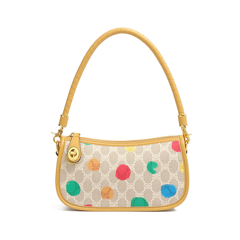 加工定制包包批发时尚撞色老花印花PVC腋下小方包单肩斜挎麻将包