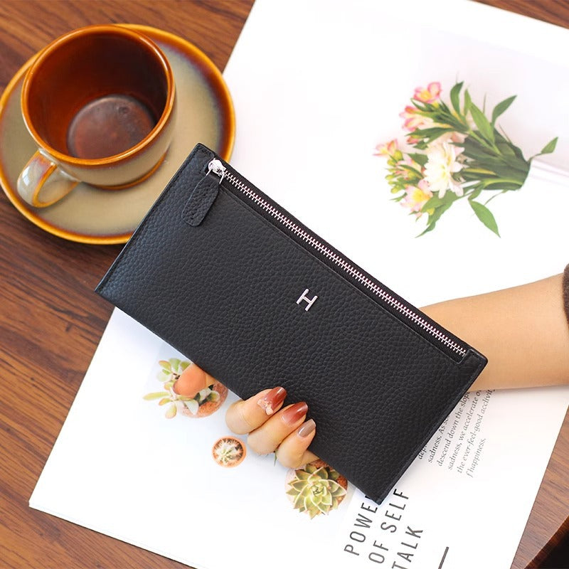 超薄真皮钱包女士2024新款高档头层牛皮手拿手机包卡包精致零钱包