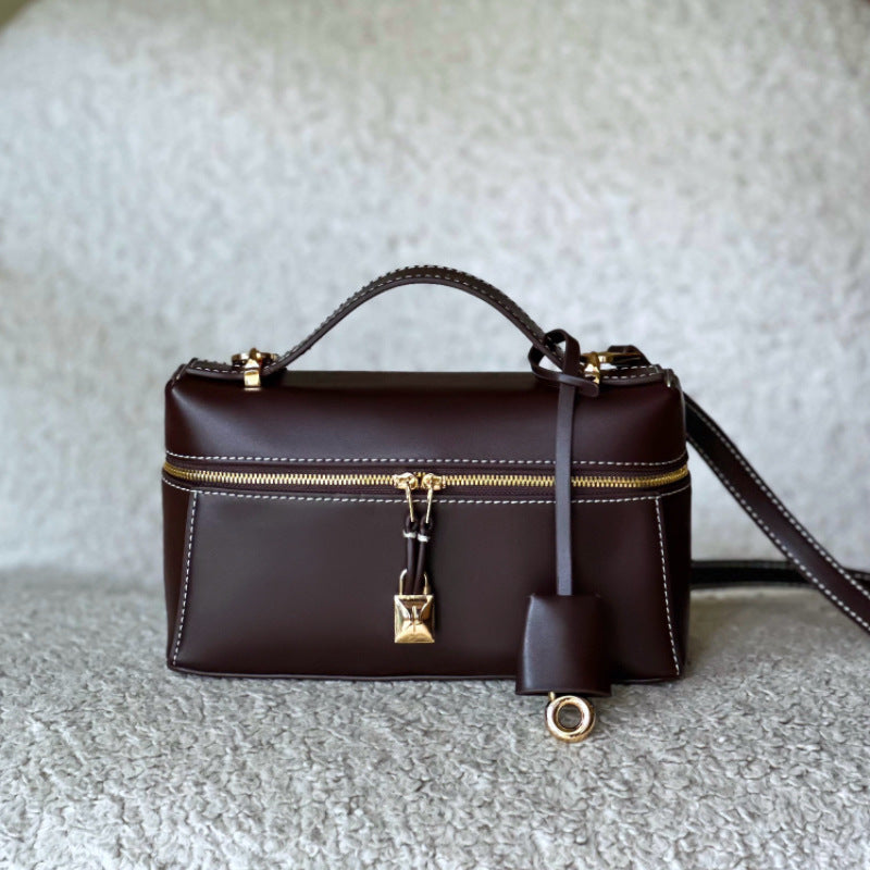 LP19饭盒包女2025新款高级感牛皮手提真皮凯莉包单肩斜挎23化妆包