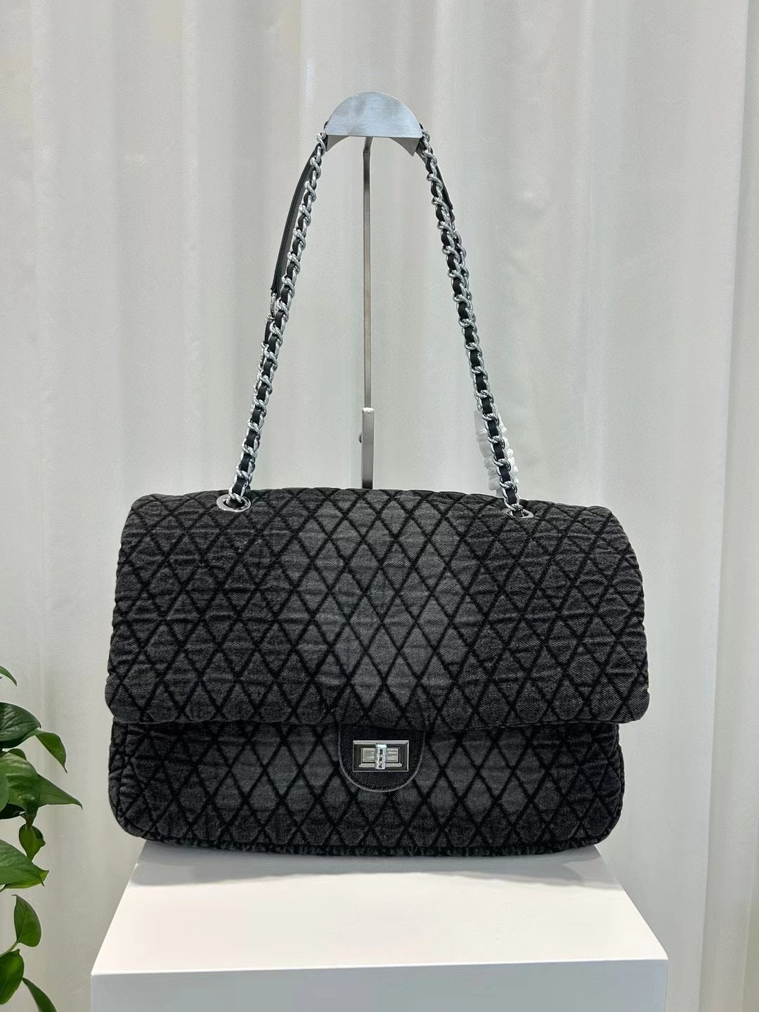 预售新款潮水墨染牛仔流浪包菱格链条包短途旅行斜挎秋冬单肩包