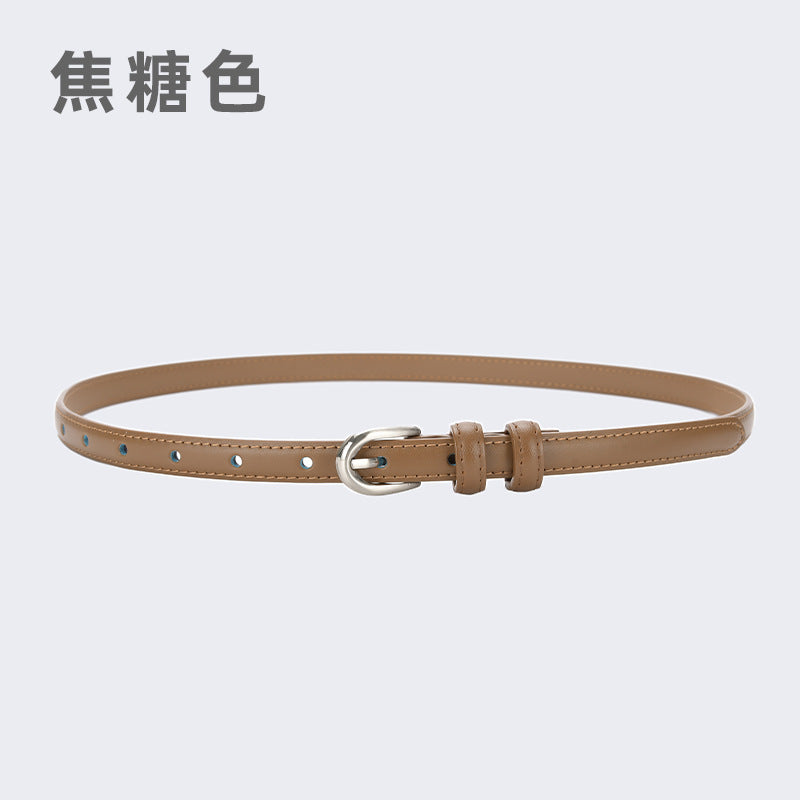 皮带女士时尚百搭装饰西装牛皮细腰带真皮夏季ins风黑色牛仔裤带