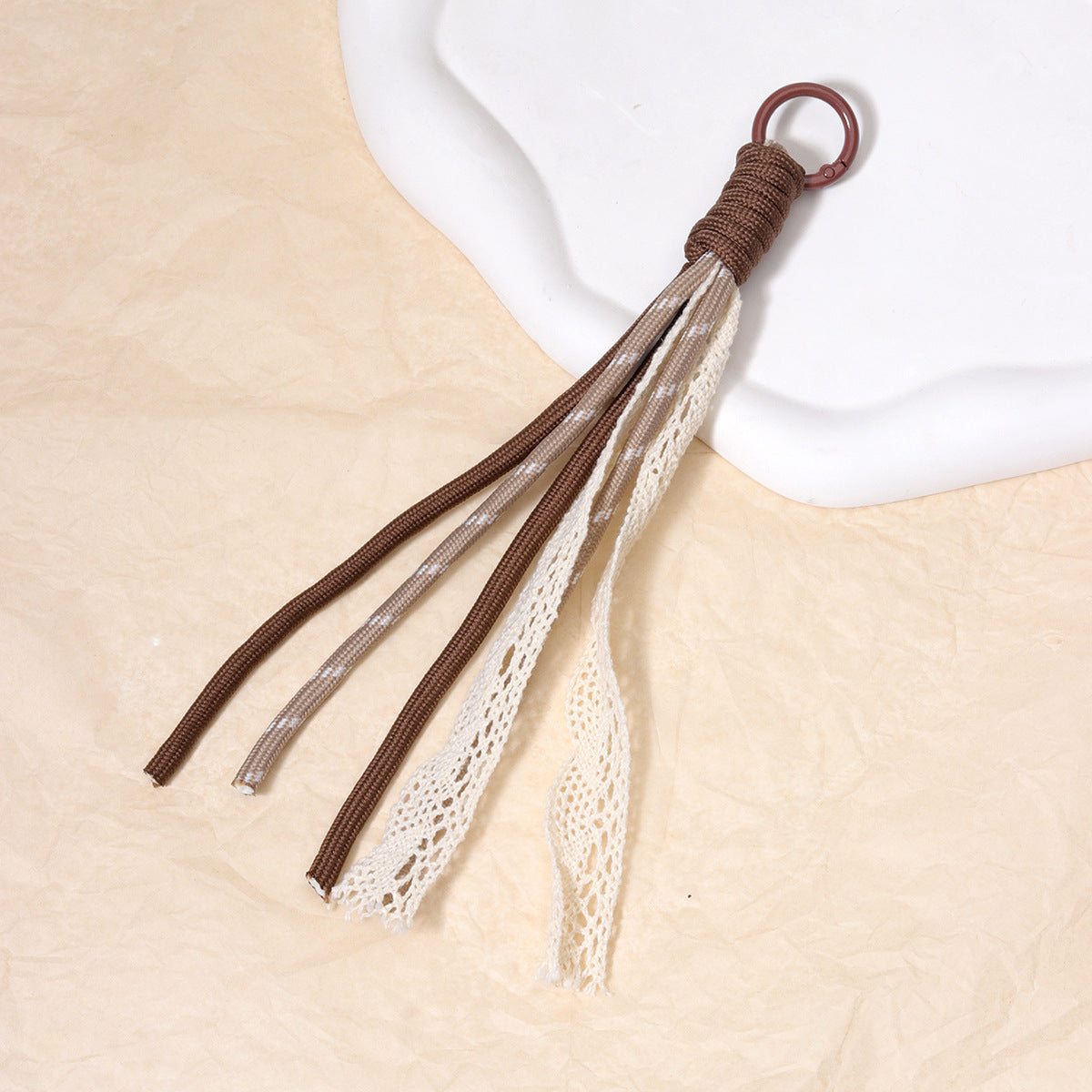 DIY欧美波西米亚风涤纶纯手工编织钥匙扣包包挂件批发跨境亚马逊