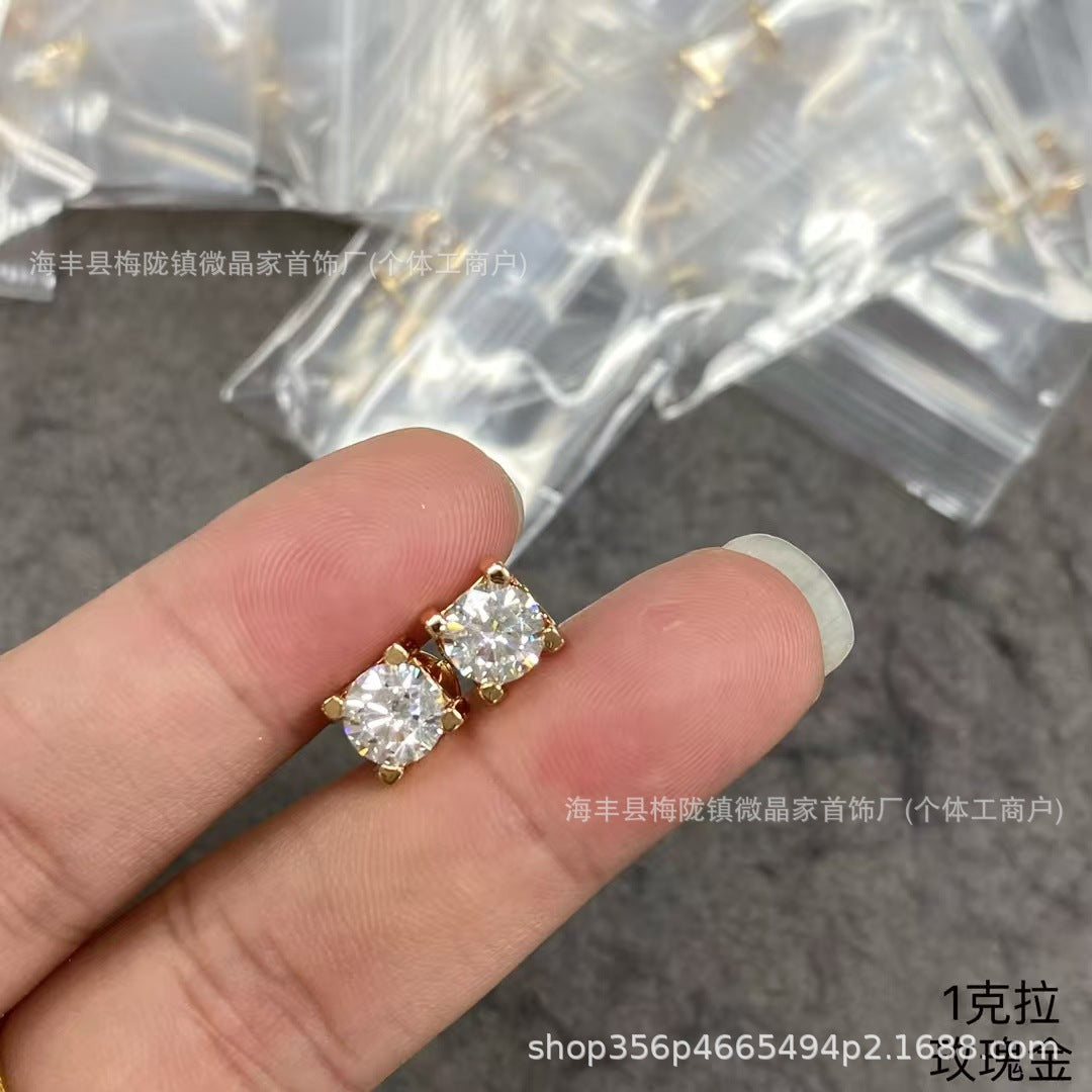 高版本卡家牛角单钻项链女精工CNC四爪镶钻石吊坠轻奢时尚锁骨链