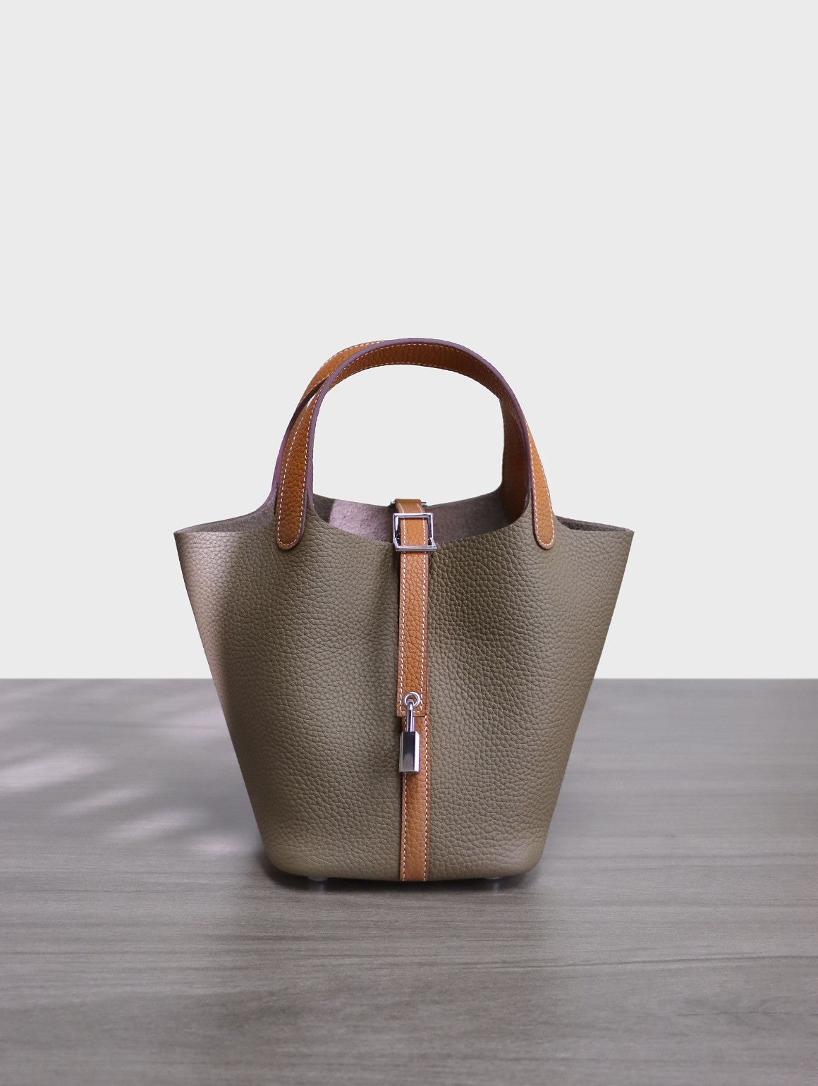 进口头层TC牛皮蜡线小号18Picotin菜篮子水桶包手提女包 无痕代发