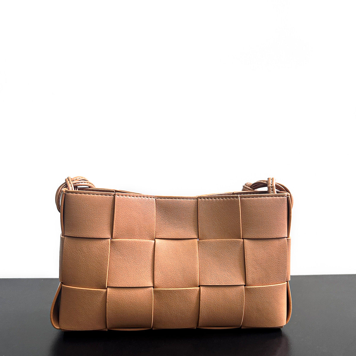 韩系时尚柔软格子腋下包编织方形状设计自制百搭小方包气质单肩包