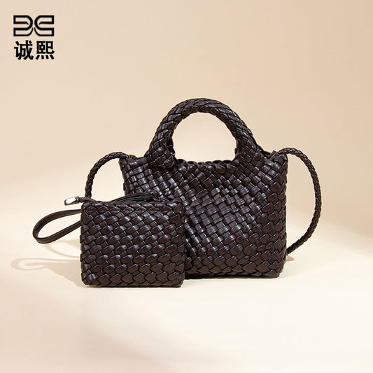 菜篮子编制包包包小巧迷你小水桶单肩斜跨包精致可爱高级感手拎包