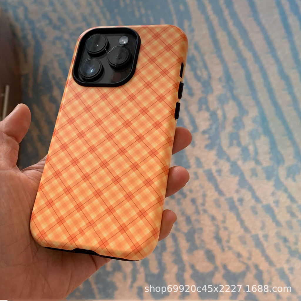 跨境外贸菱形条纹适用苹果17Promax磁吸菲林手机壳iPhone16三星15