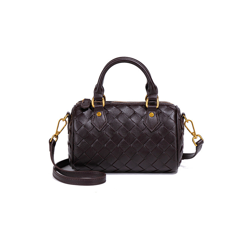 跨境新款手工编织女包气质百搭波士顿包手拎枕头包休闲单肩斜跨包