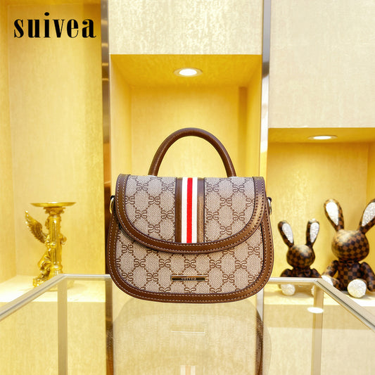 马鞍包女斜跨小众高级感复古2024新款潮流老花时尚休闲单肩手提包