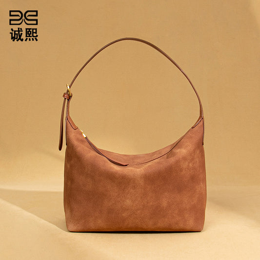 工厂定制贴标磨砂高级感单肩腋下女包休闲大容量饭盒包复古手提包