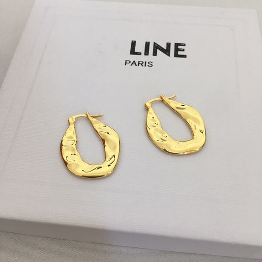 赛林家22新款金色几何型耳环时尚气质镀金CEL风圆圈耳扣