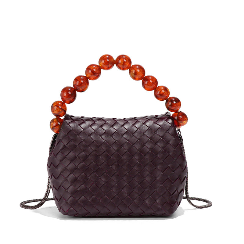 小众设计包包女小清新马卡龙色文艺淑女珍珠提把饭盒包单肩斜挎包