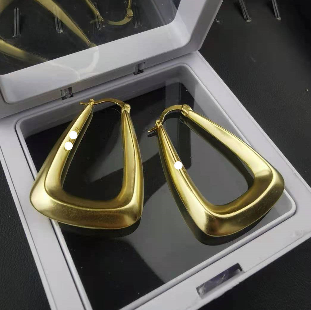 赛家新款几何耳圈重工耳坠简约时尚夸张金属感欧美耳饰U型耳环女