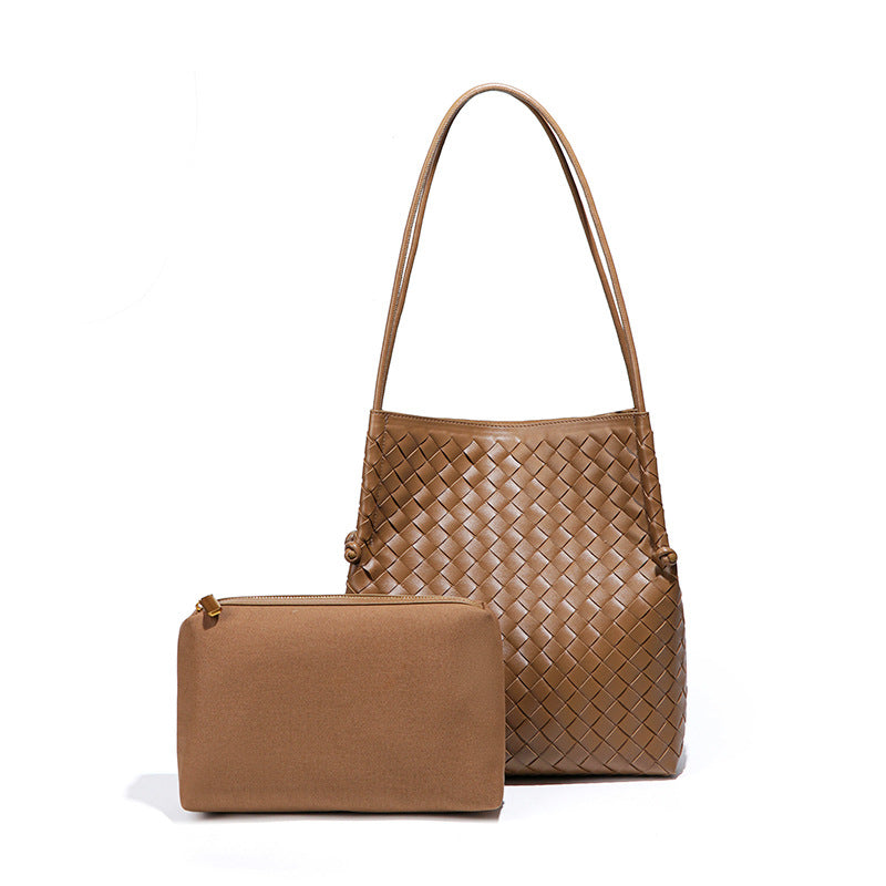 复古潮流大容量单肩腋下女包时尚手工编织包包韩版休闲子母托特包