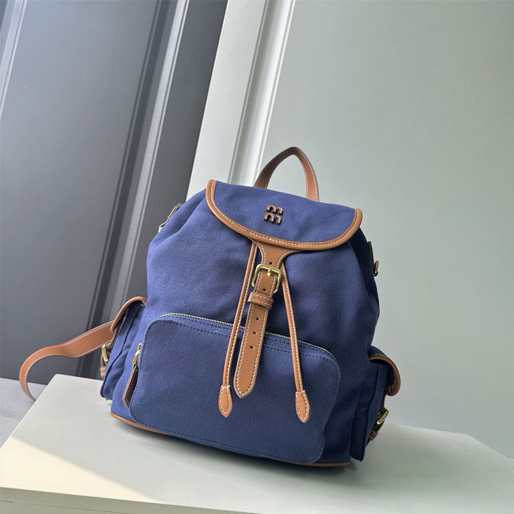 m缪家新款双肩包学院风复古背包日韩包包ins网红同款男女休闲帆布