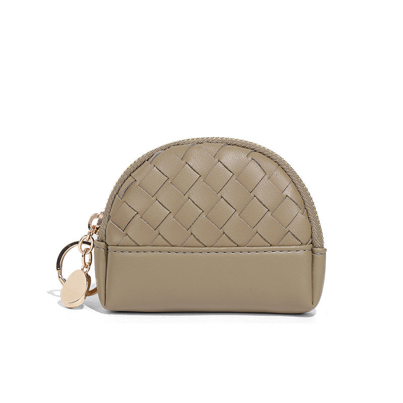 2025新款女包手工编织女钱包简约零钱包钱夹PU皮革小拉链化妆包包