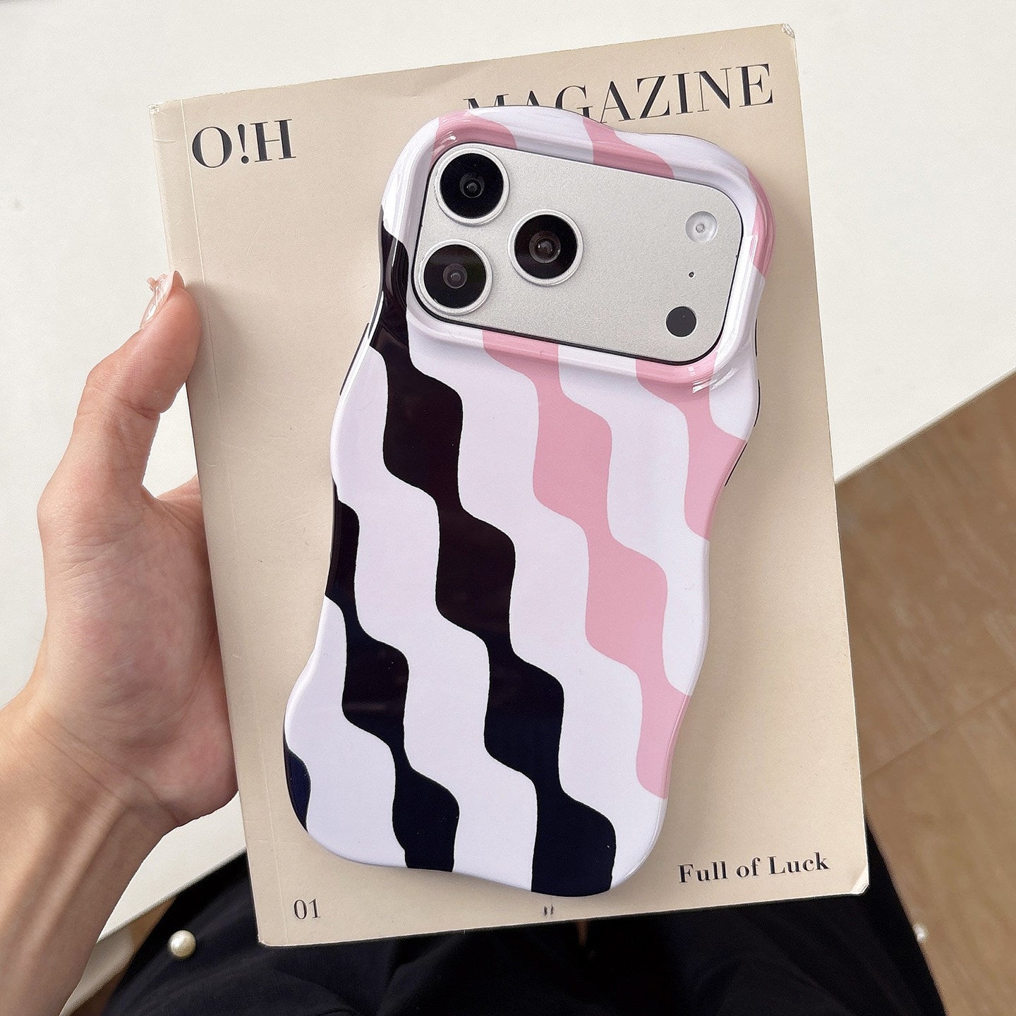 ins彩色棱形波浪菲林二合一手机壳适用苹果17promax磁吸iPhone16