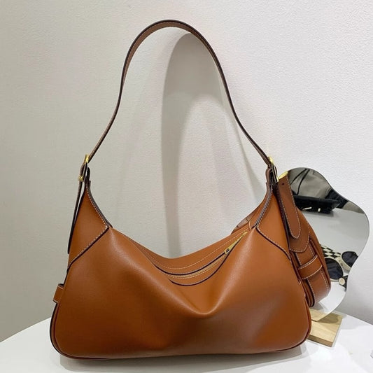 romy法式慵懒松弛感通勤包百搭真皮凯旋门女包大容量月牙饺子包女