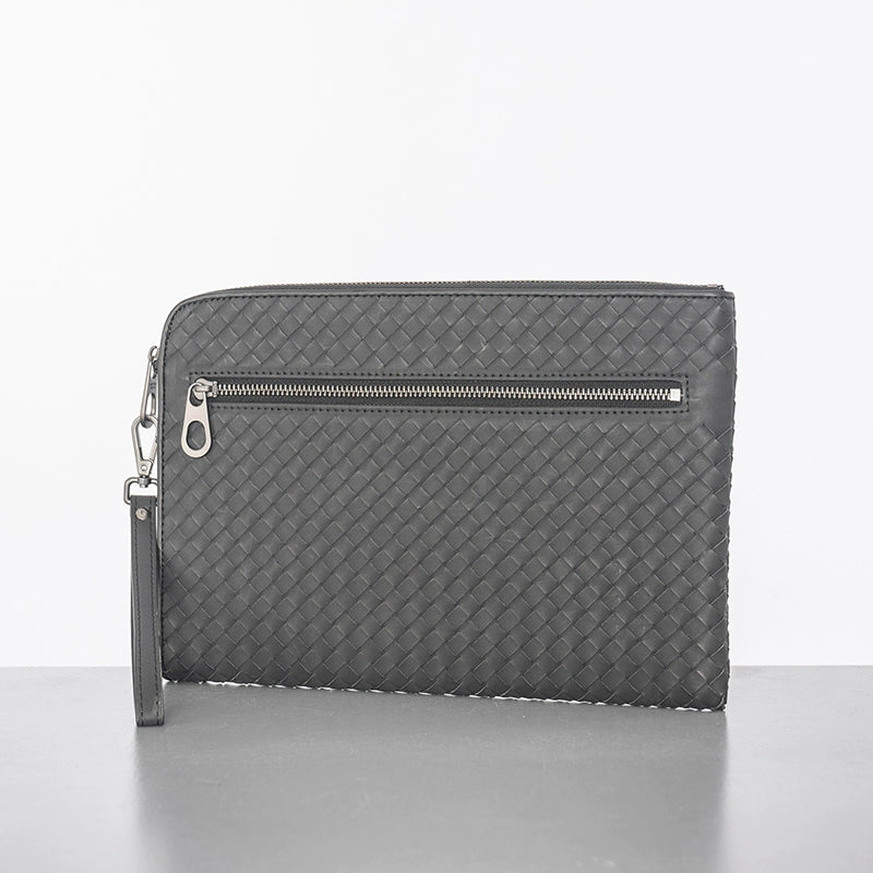 X&BV潮牌新款编织手包男真皮休闲男士手拿包信封包大容量A4文件包