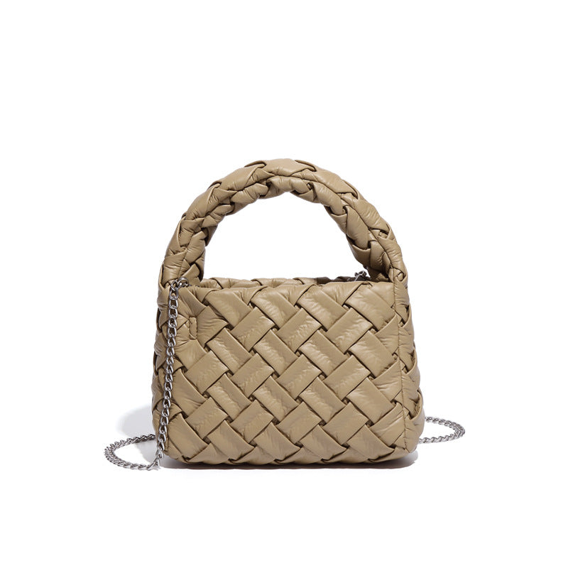 工厂批发夏季新款手工编织包包清新简约女士手提包软皮单肩斜挎包