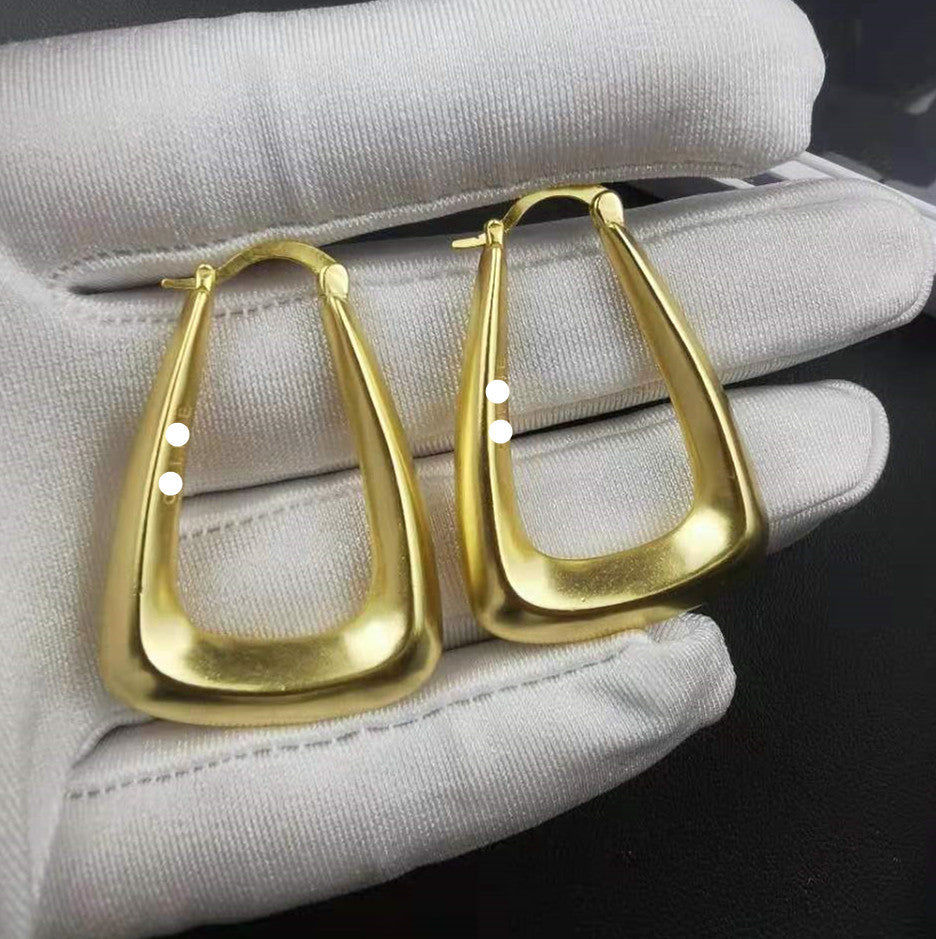 赛家新款几何耳圈重工耳坠简约时尚夸张金属感欧美耳饰U型耳环女