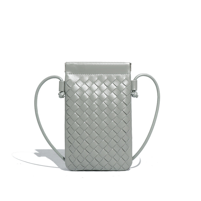 设计感竖款编织手机包定制时尚小包斜挎零钱包mini钥匙卡包单肩包