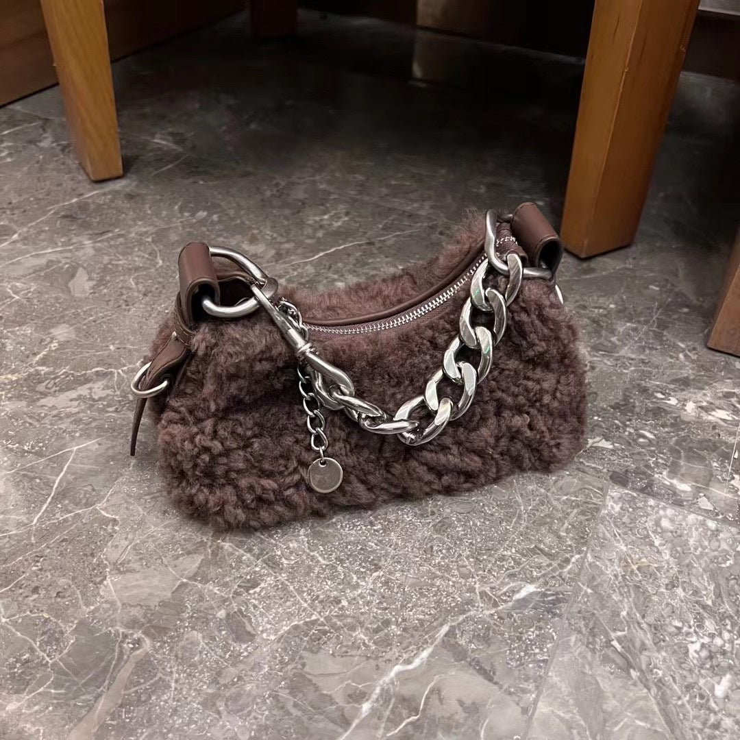 包包女士2023新款秋冬羊羔毛腋下链条包高级感时尚百搭单肩斜挎包