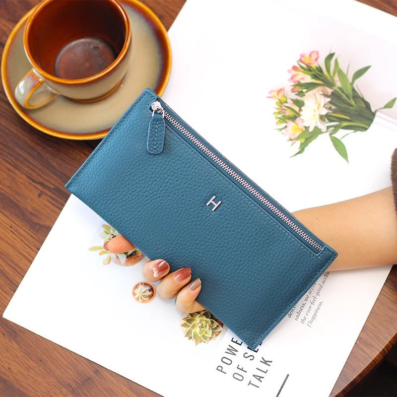 超薄真皮钱包女士2024新款高档头层牛皮手拿手机包卡包精致零钱包