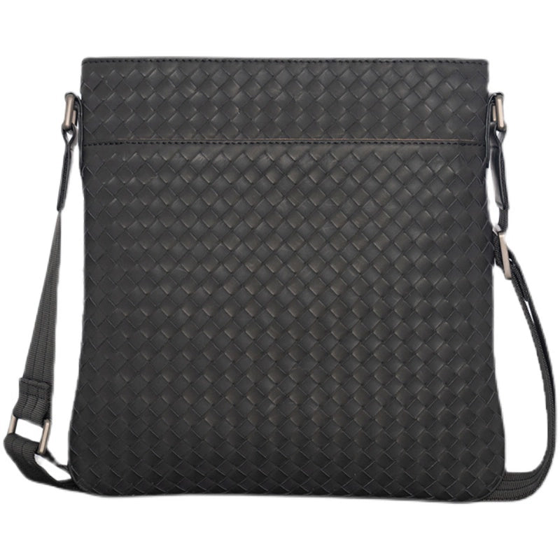 X&BV真皮男士包包单肩包男斜挎包休闲商务编织潮男竖款时尚小背包