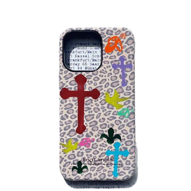 豹纹飞鸟十字架菲林二合一磁吸适用苹果17promax手机壳iPhone16潮