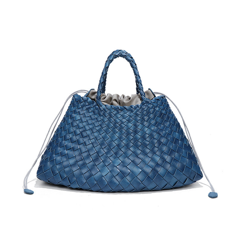 跨境潮流复古大容量手提女包手工编织子母包通勤商务单肩托特包包