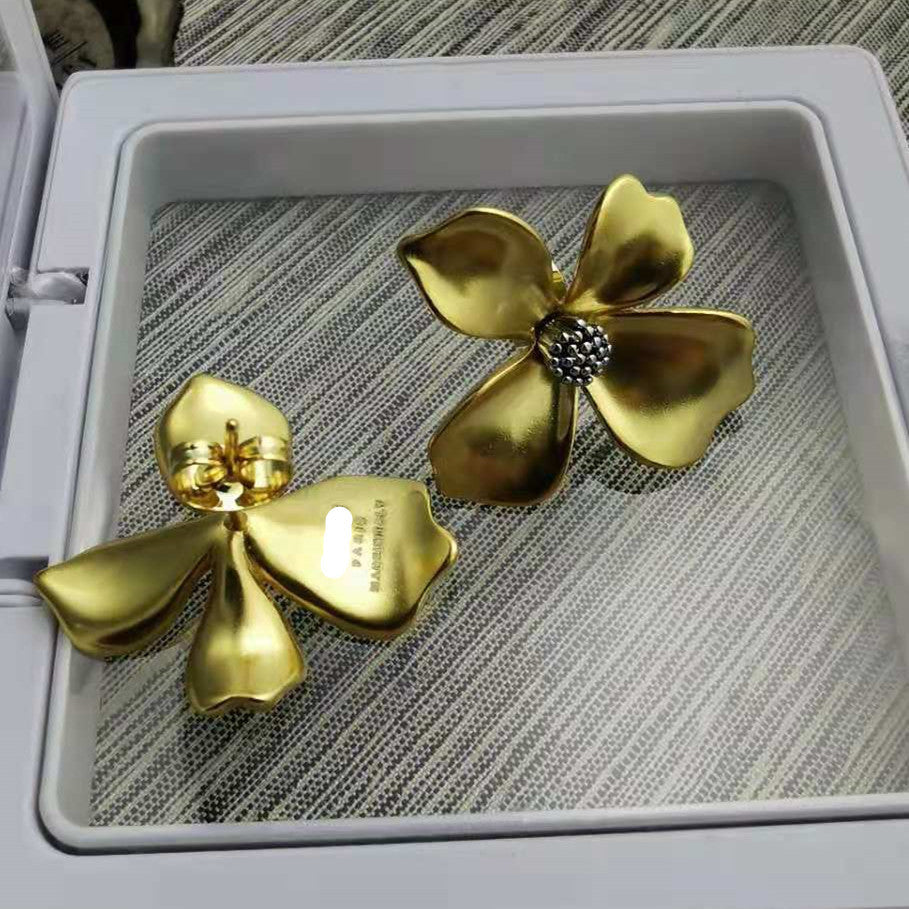 赛家2021新款花蕊耳环法式银针气质甜美ins风耳饰品花朵耳钉女