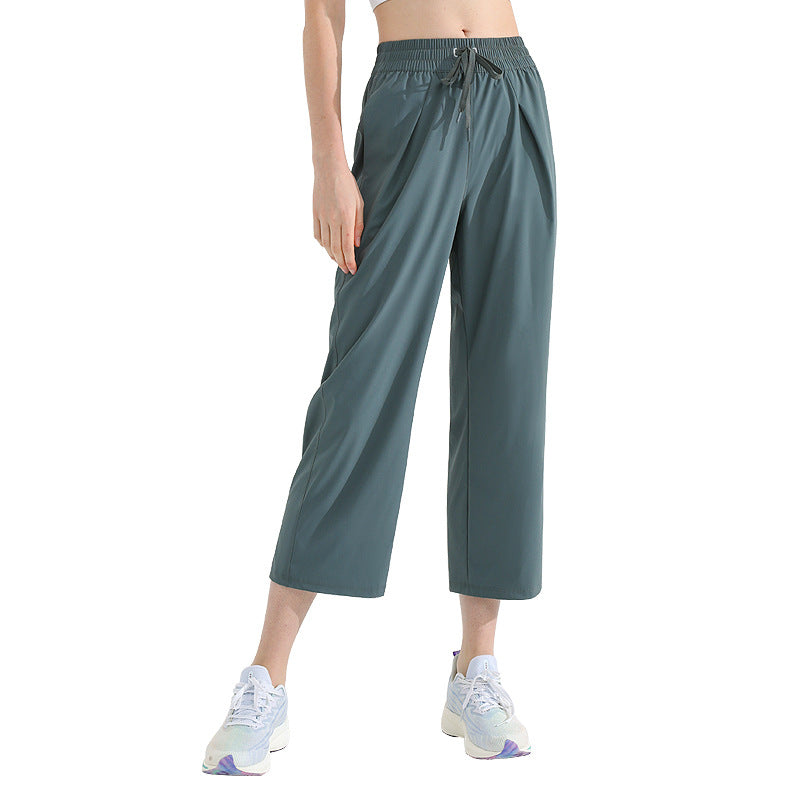 新款阔腿直筒运动裤女垂坠感宽松百搭卫裤健身休闲户外瑜伽八分裤