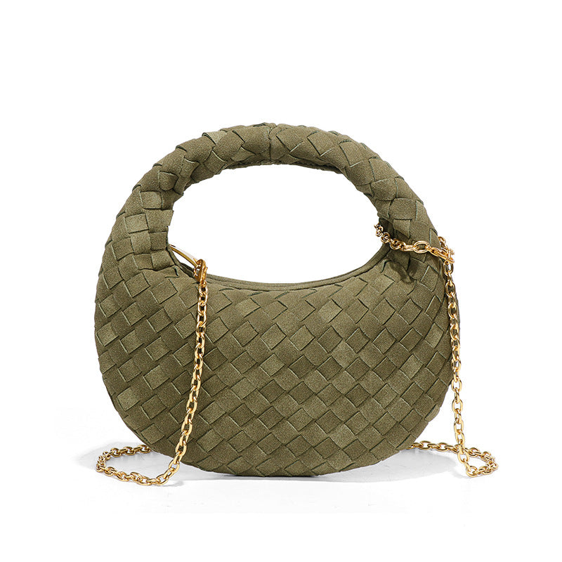 韩版潮流迷你可爱手拿包秋冬磨砂手工编织小包单肩百搭斜挎包包女