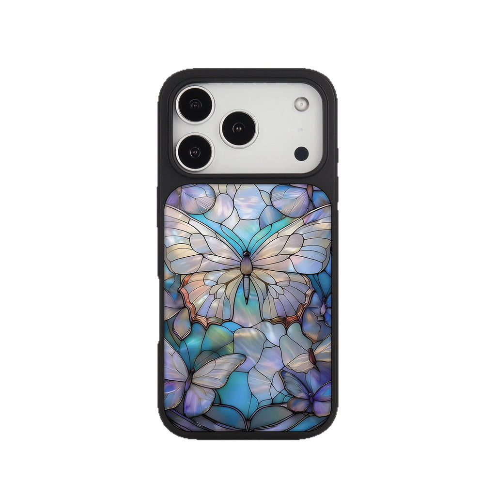 外贸跨境个性蝴蝶适用苹果16pro晶瓷手机壳iPhone17亚克力PC防摔